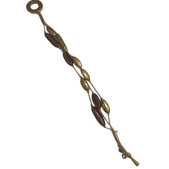 Monet Gold Tone and Brown Bead Multi Strand Toggle Bracelet - Picture 4 of 4